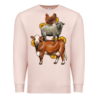 Pale Pink farm animals stack Premium Sweatshirt - LillyAllenDesigns