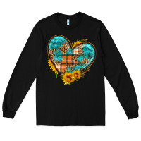 Black fall pattern heart with sunflower Long Sleeve Tee - HRA Design Shop
