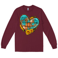 Burgundy fall pattern heart with sunflower Long Sleeve Tee - HRA Design Shop