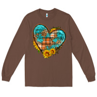 Chestnut fall pattern heart with sunflower Long Sleeve Tee - HRA Design Shop
