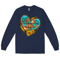 Navy fall pattern heart with sunflower Long Sleeve Tee - HRA Design Shop
