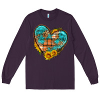 Plum fall pattern heart with sunflower Long Sleeve Tee - HRA Design Shop