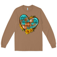 Toasted Coconut fall pattern heart with sunflower Long Sleeve Tee - HRA Design Shop