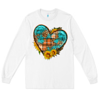 White fall pattern heart with sunflower Long Sleeve Tee - HRA Design Shop