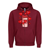 Burgundy valentines day coffee Zipper Hoodie - JahusDesignShop