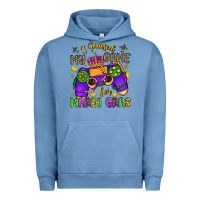 Pigment Pebble Blue i paused my game for mardi gras Urban Hoodie - LillyAllenDesigns