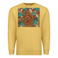Antique Gold highland cow turquoise gemstones western patterns Premium Sweatshirt - BarkalooDesign
