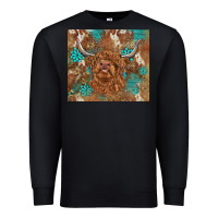 Black highland cow turquoise gemstones western patterns Premium Sweatshirt - BarkalooDesign