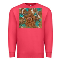 Cardinal highland cow turquoise gemstones western patterns Premium Sweatshirt - BarkalooDesign