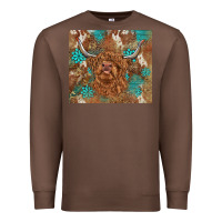 Chestnut highland cow turquoise gemstones western patterns Premium Sweatshirt - BarkalooDesign