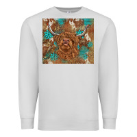 Dove Grey highland cow turquoise gemstones western patterns Premium Sweatshirt - BarkalooDesign