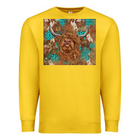 Lemon highland cow turquoise gemstones western patterns Premium Sweatshirt - BarkalooDesign