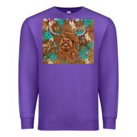 Purple highland cow turquoise gemstones western patterns Premium Sweatshirt - BarkalooDesign