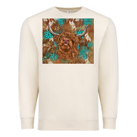 Sandshell highland cow turquoise gemstones western patterns Premium Sweatshirt - BarkalooDesign