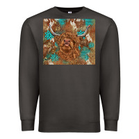 Smoke highland cow turquoise gemstones western patterns Premium Sweatshirt - BarkalooDesign