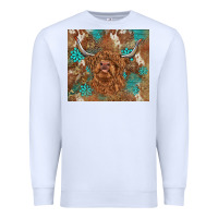 White highland cow turquoise gemstones western patterns Premium Sweatshirt - BarkalooDesign
