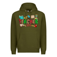 Army Green teacher life Premium Hoodie - MaliasSmallBusiness