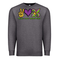 Charcoal Heather peace love mardi gras Premium Sweatshirt - Jasminsmagicworld