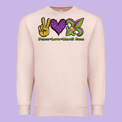 Peace Love Mardi Gras Premium Sweatshirt Designed By Jasminsmagicworld