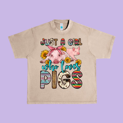 Just A Girl Who Loves Pigs Urban Heavy Tee Designed By Zillion Design Studio