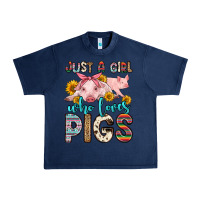 Navy just a girl who loves pigs Urban Heavy Tee - Zillion Design Studio