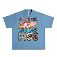 Pebble Blue just a girl who loves pigs Urban Heavy Tee - Zillion Design Studio
