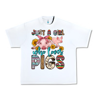 White just a girl who loves pigs Urban Heavy Tee - Zillion Design Studio
