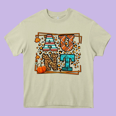 Autumn Leopard Aunt Heavy Core Tee Designed By Lillyallendesigns