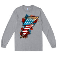 Heather Grey American lightning bolt Long Sleeve Tee - Neo Western