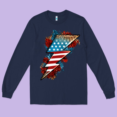 American Lightning Bolt Long Sleeve Tee Designed By Neo Western