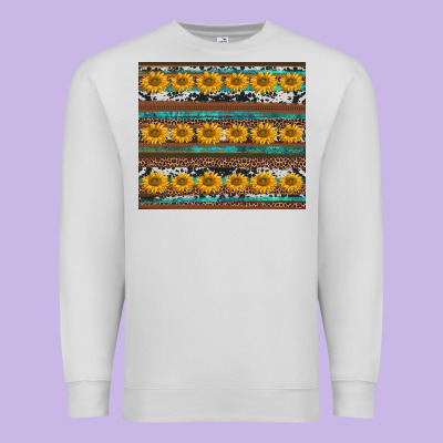 Sunflowers Leopard Cowhide Turquoise Premium Sweatshirt Designed By Barkaloodesign