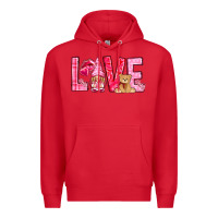 Red love with gnome Premium Hoodie - NancyCooperArtShop