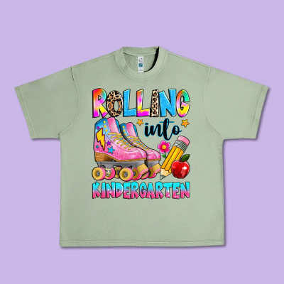 Rolling Into Kindergarten Grade Urban Heavy Tee Designed By Texasbilliewilder