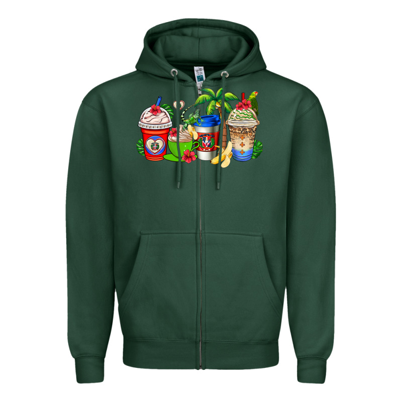 Dominican Republic Coffee Cups Zipper Hoodie by AdoDesignShop | Teevron