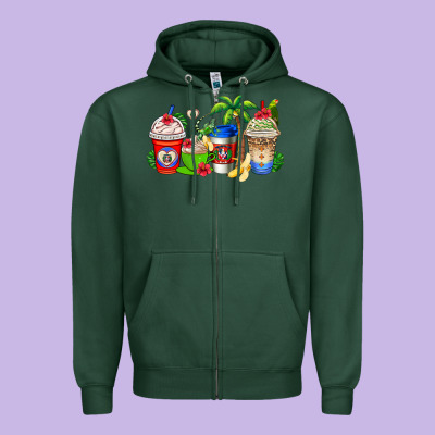Dominican Republic Coffee Cups Zipper Hoodie Designed By Adodesignshop