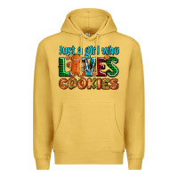 Antique Gold just a girl who loves cookies Premium Hoodie - AdoDesignShop
