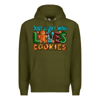 Army Green just a girl who loves cookies Premium Hoodie - AdoDesignShop