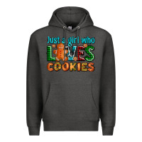 Charcoal Heather just a girl who loves cookies Premium Hoodie - AdoDesignShop