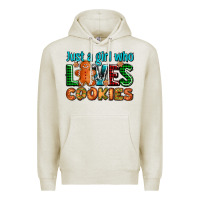 Oatmeal Heather just a girl who loves cookies Premium Hoodie - AdoDesignShop