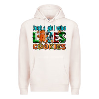 Pale Pink just a girl who loves cookies Premium Hoodie - AdoDesignShop