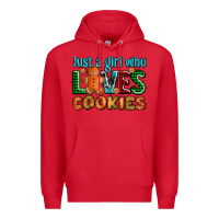 Red just a girl who loves cookies Premium Hoodie - AdoDesignShop