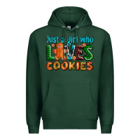 Sports Green just a girl who loves cookies Premium Hoodie - AdoDesignShop