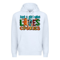 White just a girl who loves cookies Premium Hoodie - AdoDesignShop