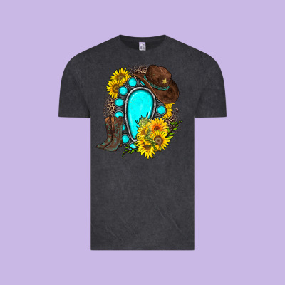 Western Turquoise Gemstone Vintage Tee Designed By Zillion Design Studio