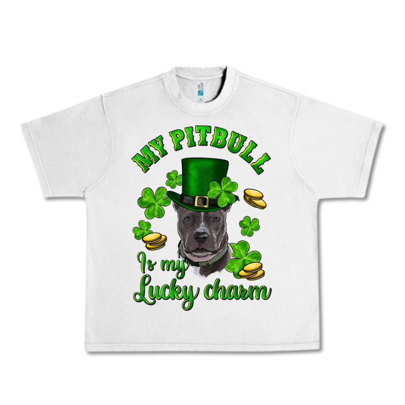 St Patricks Day My Pitbuli My Lucky Charm With Hat Urban Heavy Tee by RanaPortraitStore | Teevron
