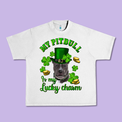 St Patricks Day My Pitbuli My Lucky Charm With Hat Urban Heavy Tee Designed By Ranaportraitstore