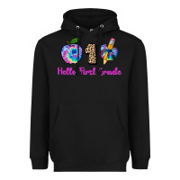 Black hello first grade tie dye 3200x2400 Heavyweight Hoodie - AdoDesignShop