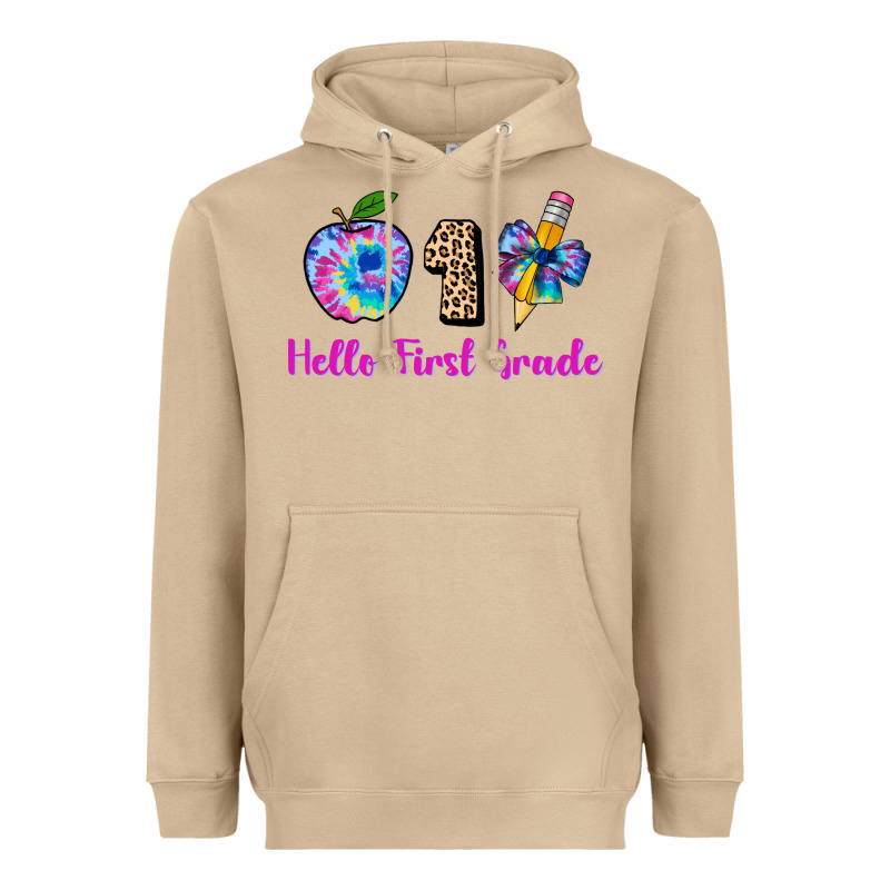 Hello First Grade Tie Dye 3200x2400 Heavyweight Hoodie by AdoDesignShop | Teevron