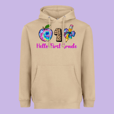 Hello First Grade Tie Dye 3200x2400 Heavyweight Hoodie Designed By Adodesignshop