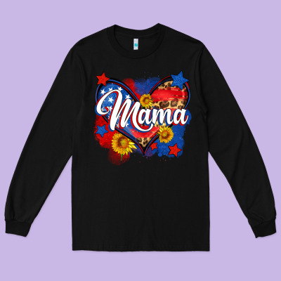 American Mama Heart Long Sleeve Tee Designed By Neo Western